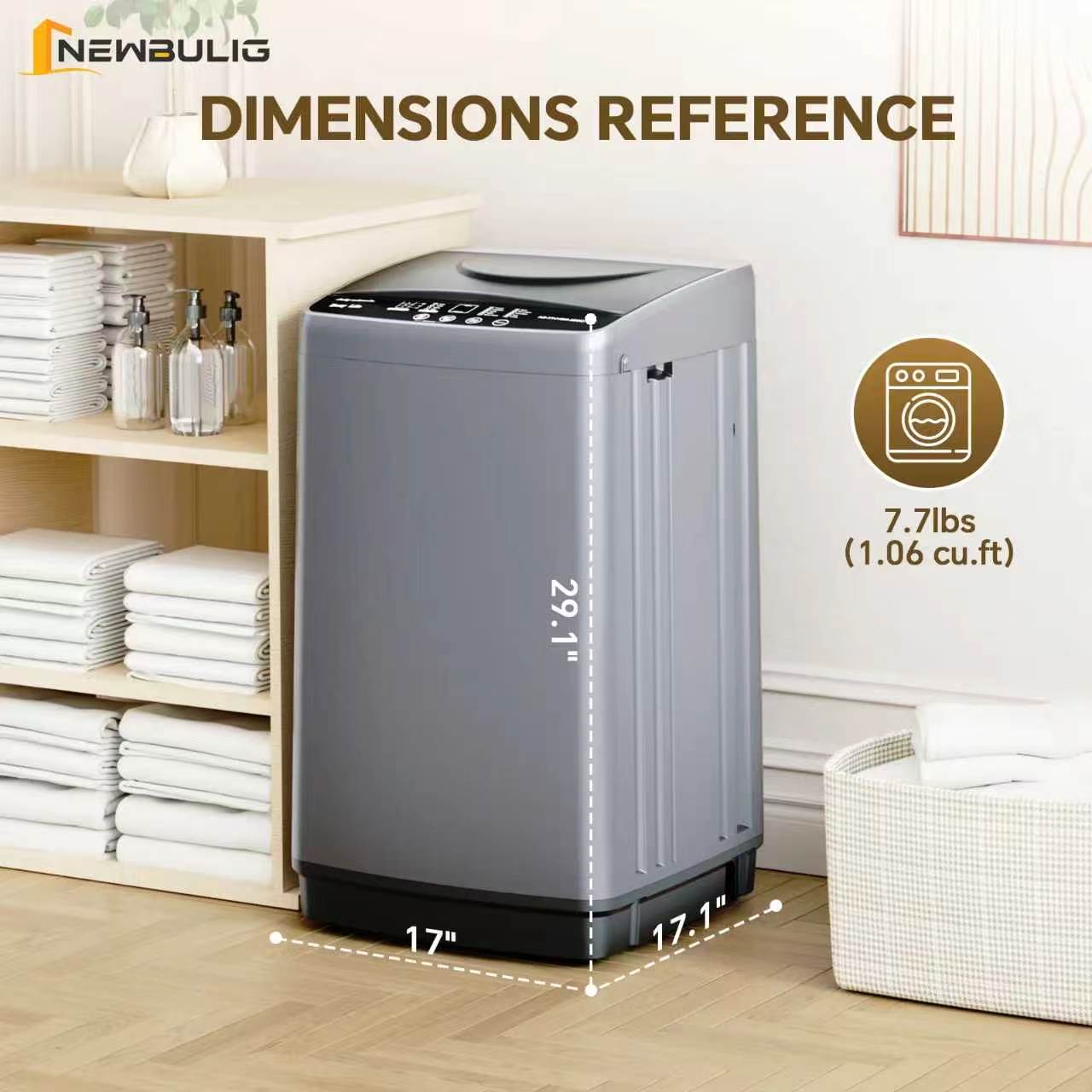 Portable Compact Washing Machine Full Automatic Stainless Steel Drum LED Display for Apartment