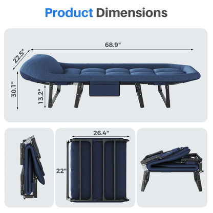 6-Position Adjustable Camping Cot with Mattress, 450lbs Capacity, Folding Portable Bed for Outdoor & Office.